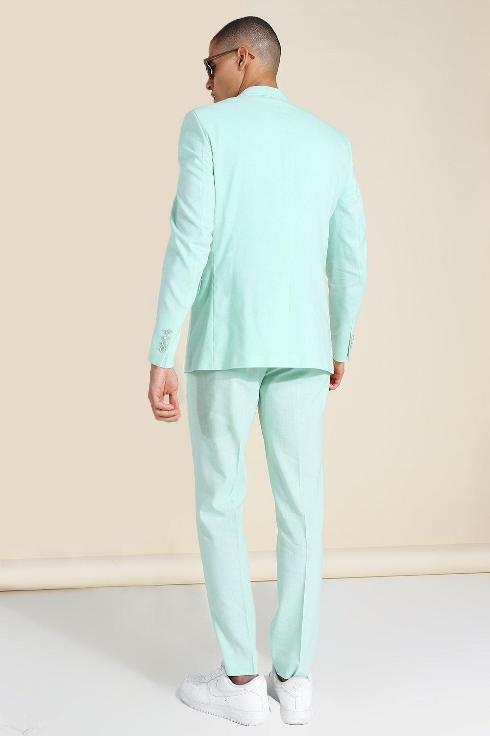 mint green linen suit