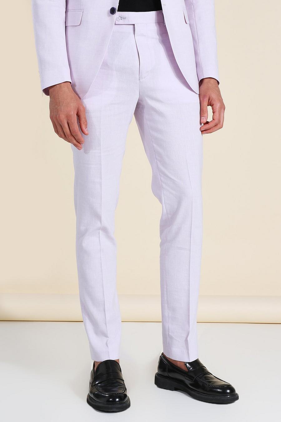 Pantalones pitillo de lino para traje, Lilac image number 1