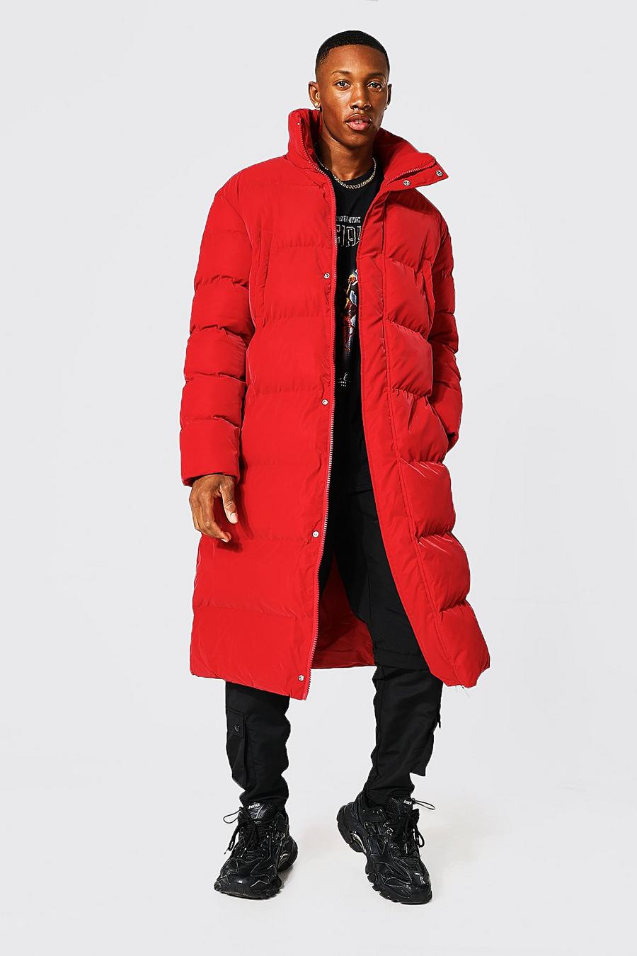 Burgundy rosso Soft Sheen Longline Puffer image number 1