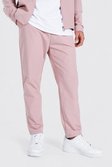 Pale pink Elasticated Waistband Tapered Trousers