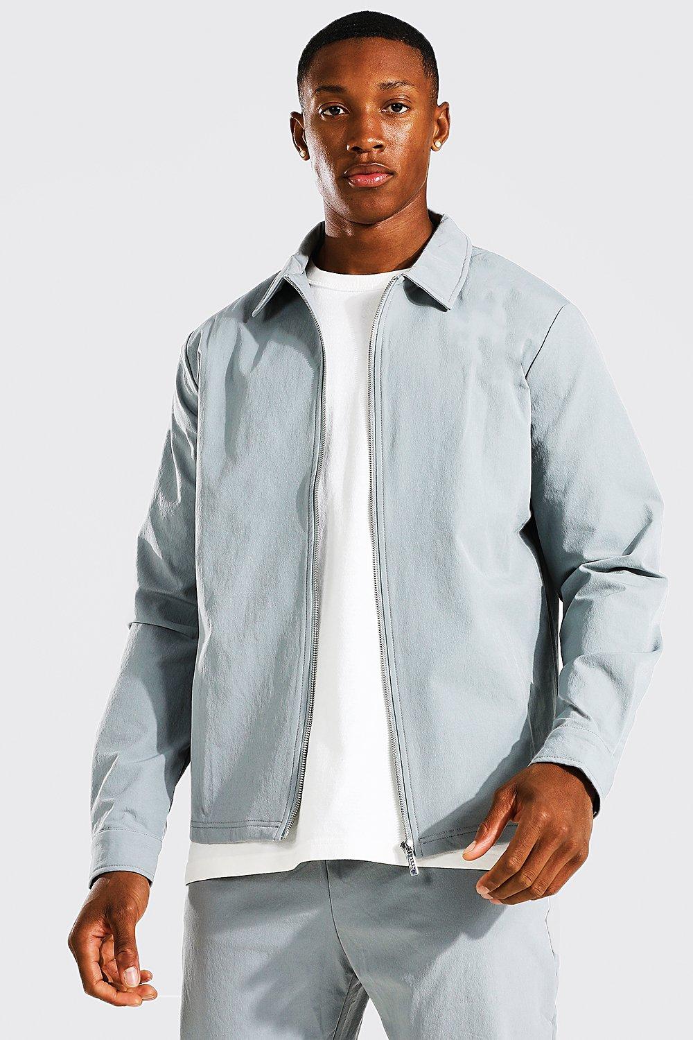 Light grey Tailored Zip Harrington Jacket