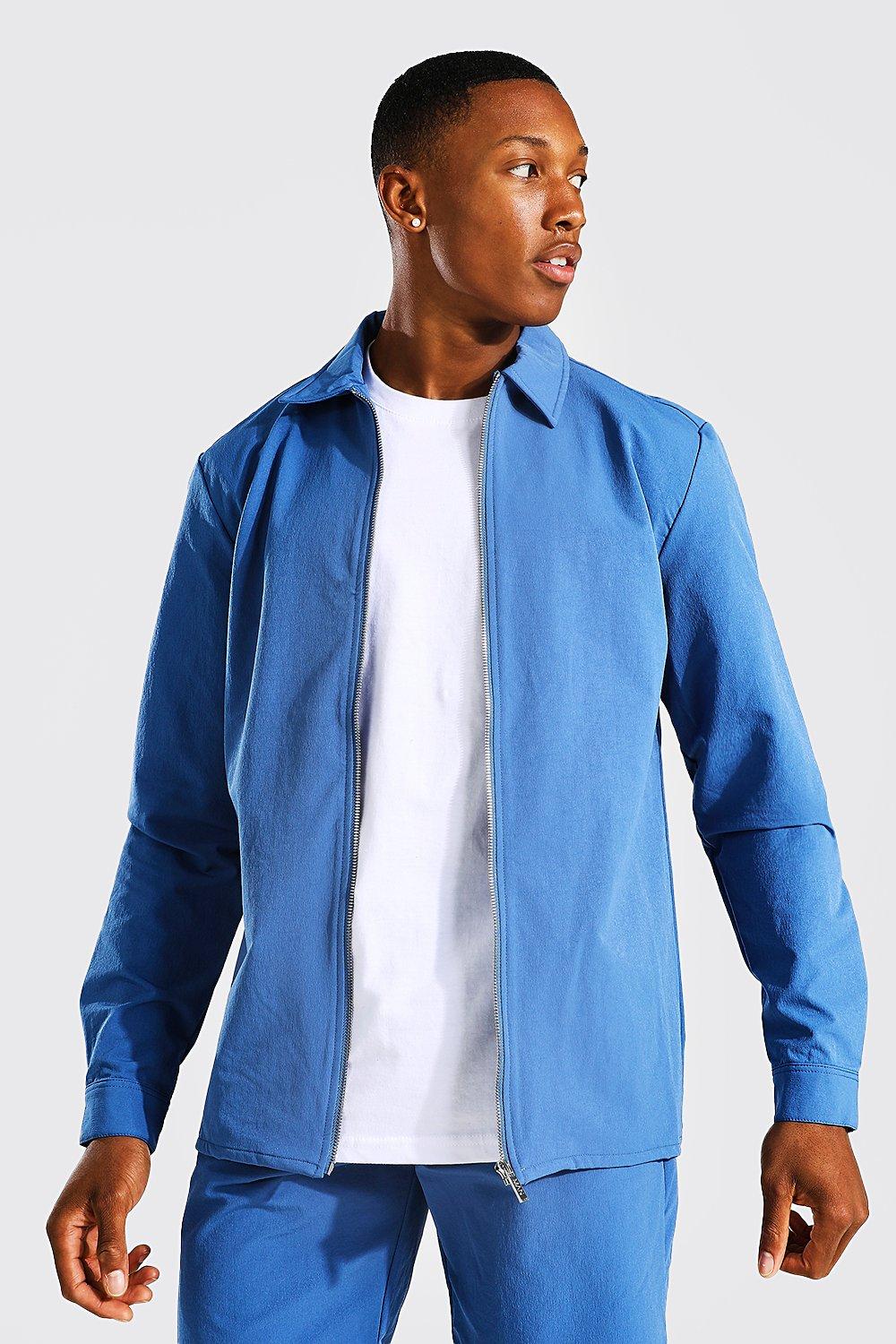 Blue Tailored Zip Through Harrington