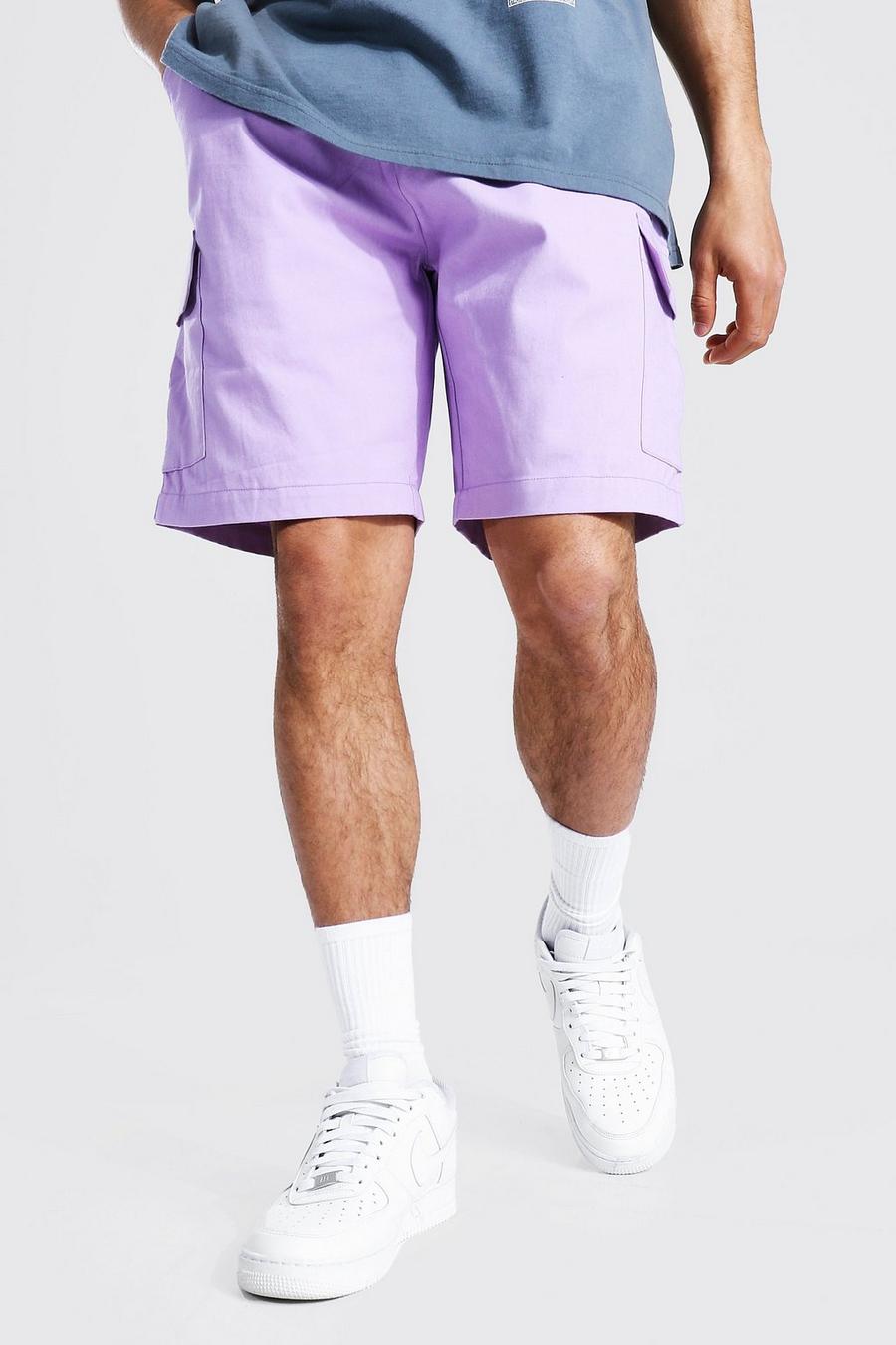 Pantaloncini stile Cargo in twill, Lilac image number 1