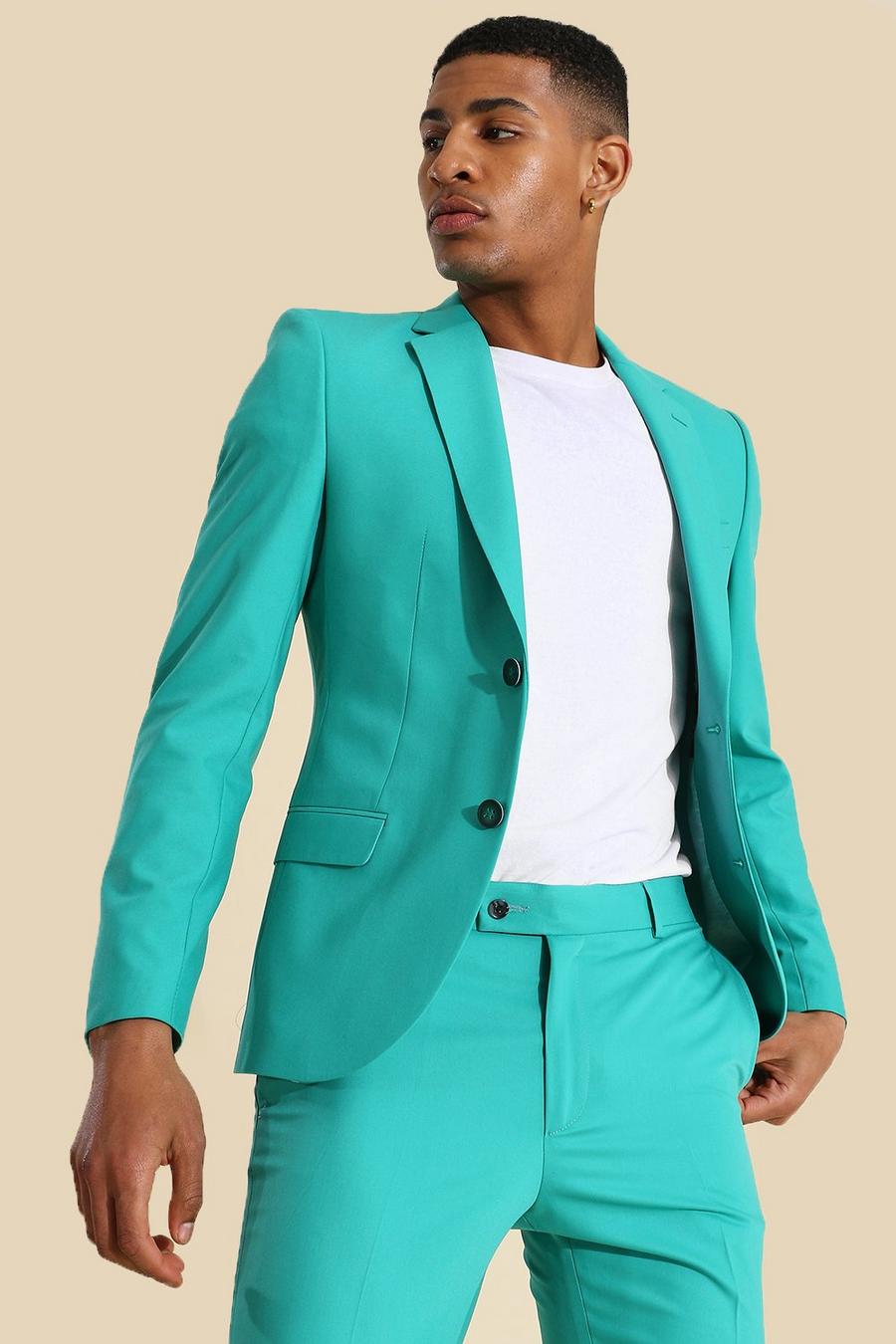 Green Super Skinny Single Breasted Suit Jacket image number 1