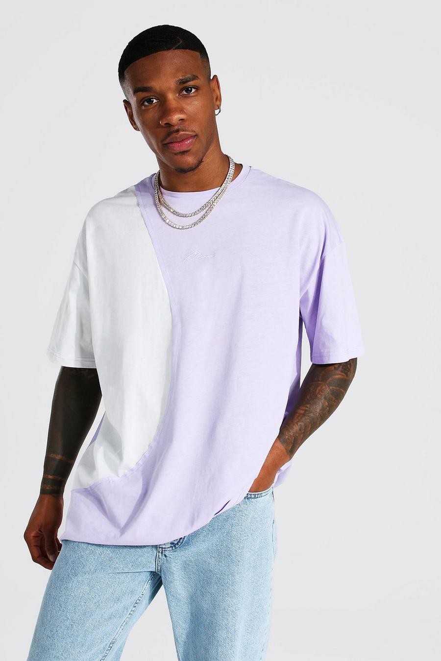 Camiseta oversize MAN Signature a dos colores, Lilac image number 1