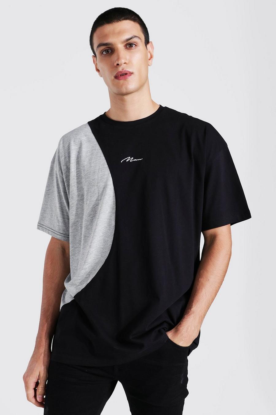 T-shirt oversize bicolore - MAN, Black image number 1