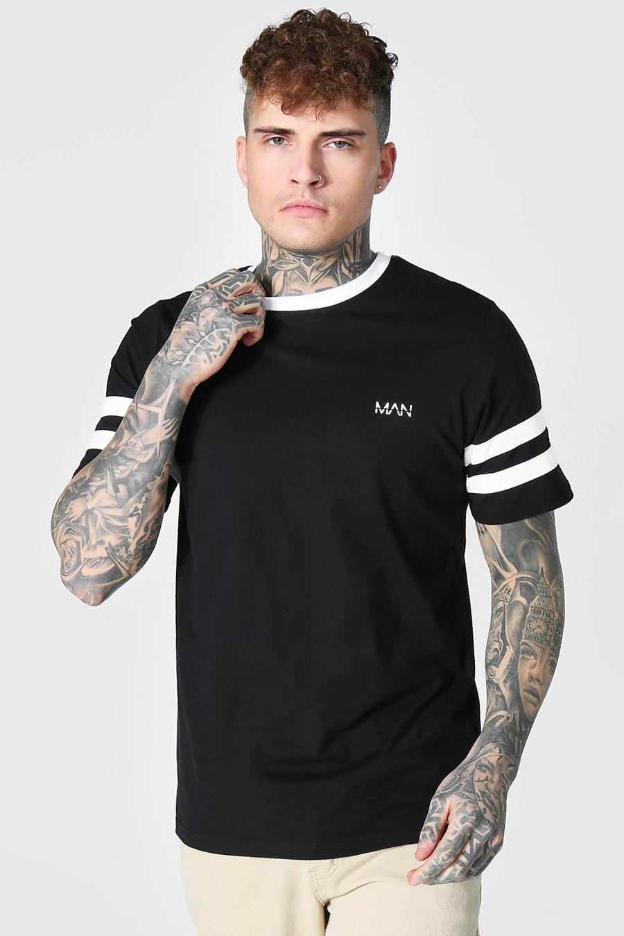Black Original Man T-Shirt Met Contrasterend Paneel image number 1