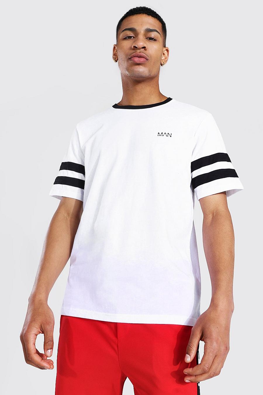 T-shirt à empiècement contrasté - MAN, White image number 1