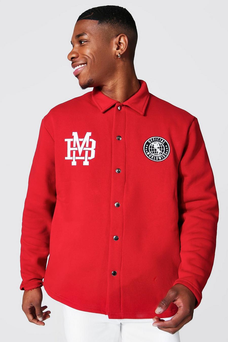 Red Oversized Official Varsity Coach Jacket image number 1