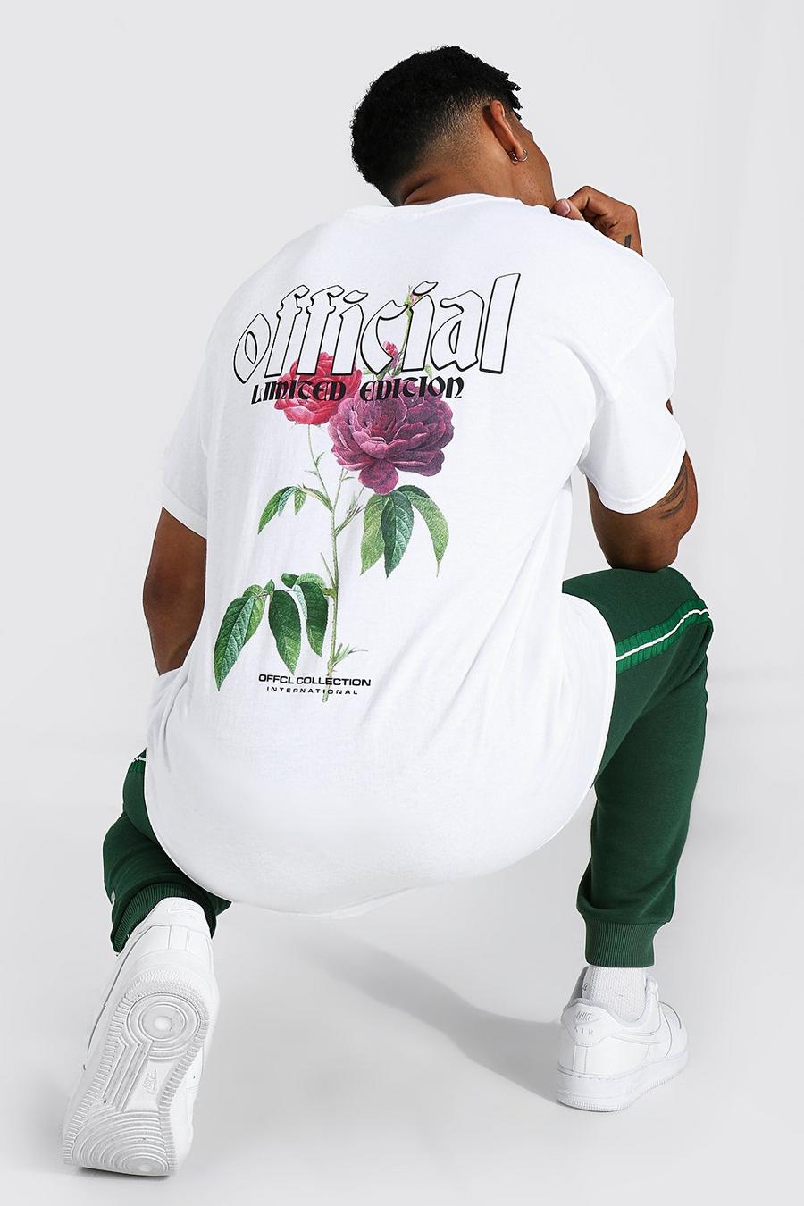 White Official Oversize t-shirt med blommor image number 1