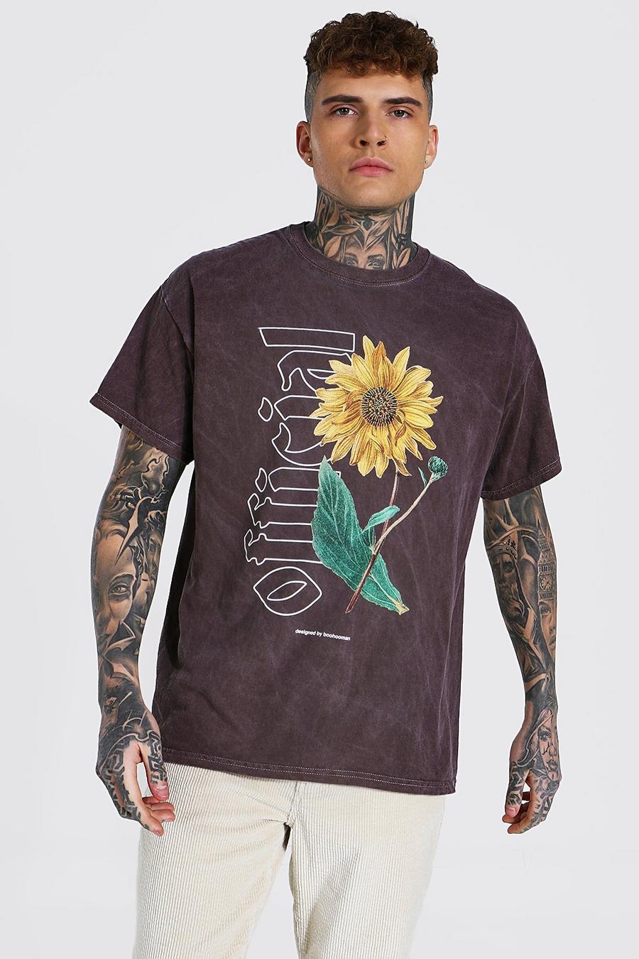 Chocolate Official Oversize t-shirt med blommor image number 1