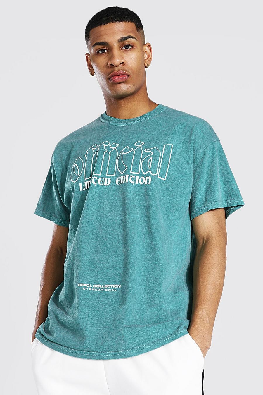 Oversize Official überfärbtes T-Shirt, Green image number 1