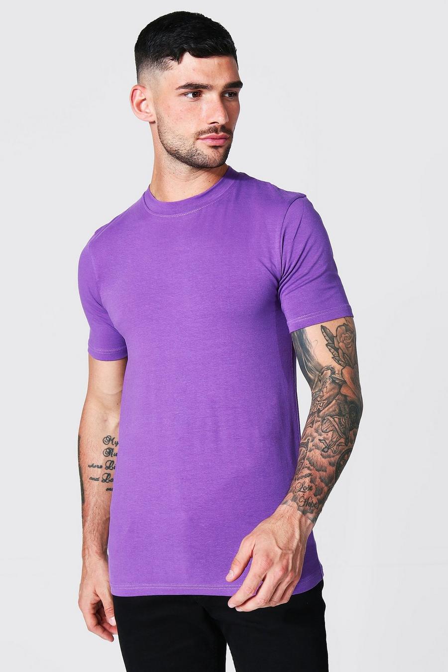Purple Muscle Fit T-Shirt Met Crewneck image number 1
