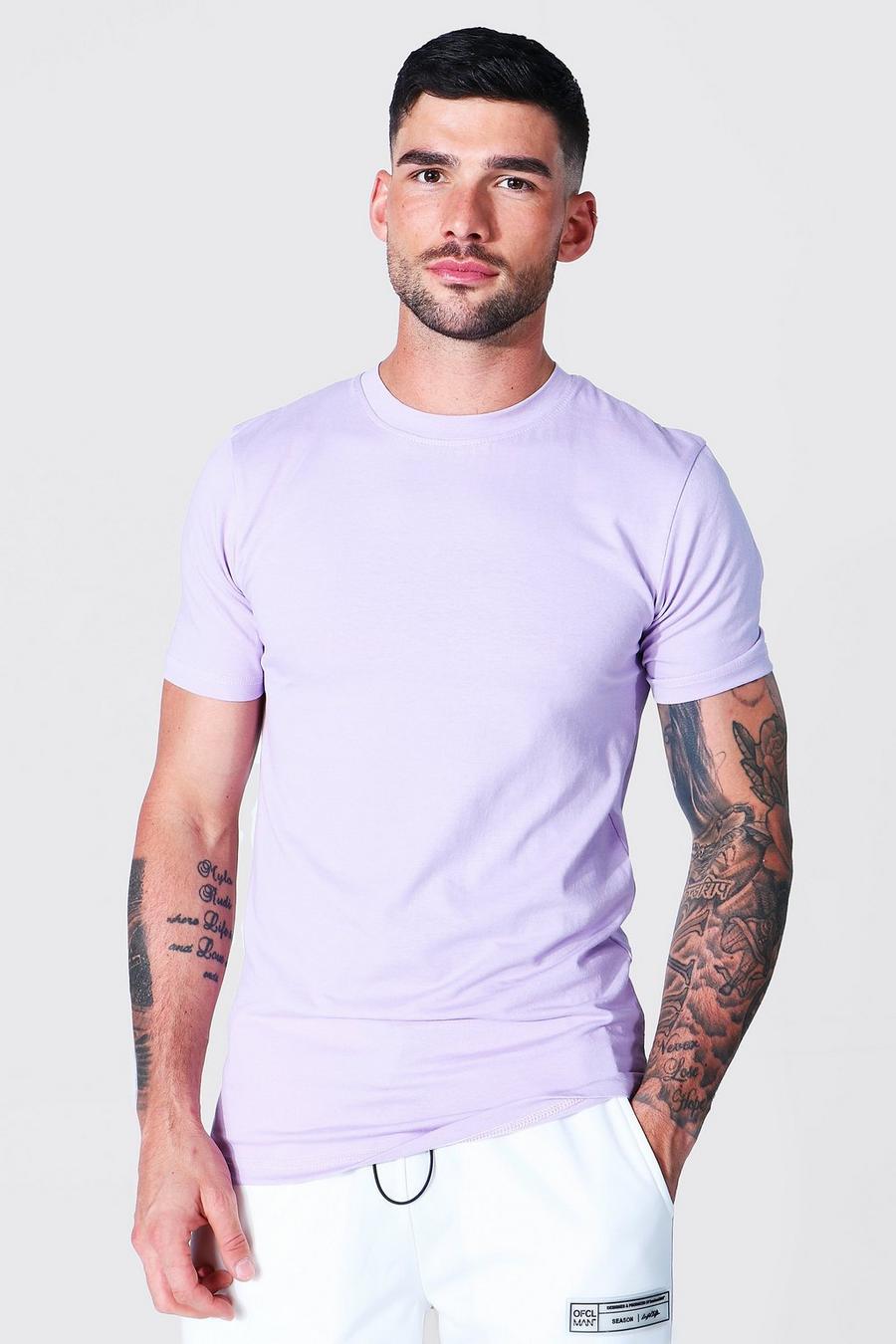 Camiseta con cuello de caja ajustada al músculo, Lilac image number 1