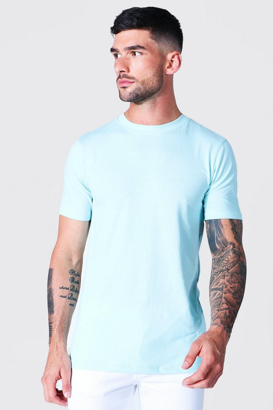 Light blue Muscle Fit Crew Neck T-shirt image number 1