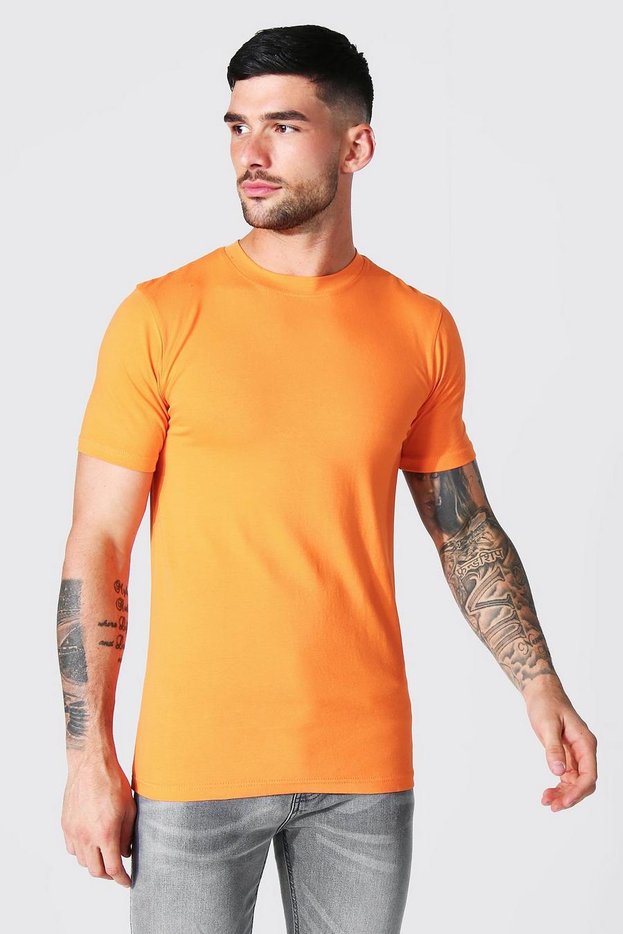 Orange Muscle Fit T-Shirt Met Crewneck image number 1