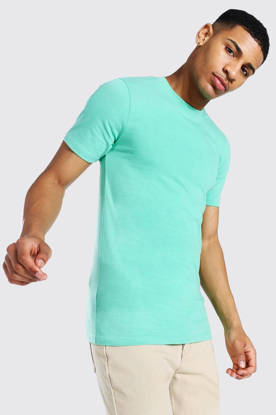 Camiseta con cuello de caja ajustada al músculo, Jade image number 1
