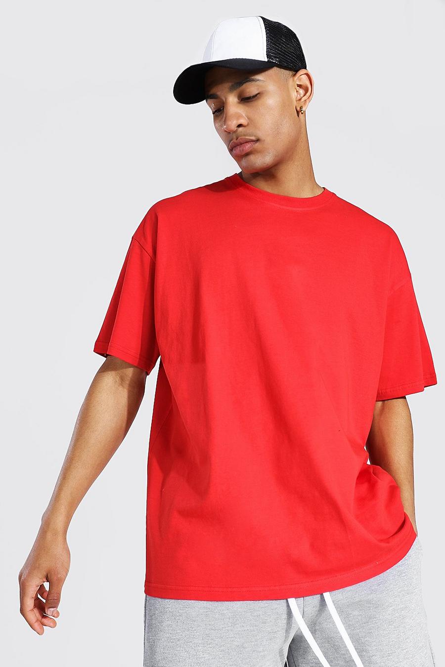 Red Oversized Crew Neck T-shirt image number 1