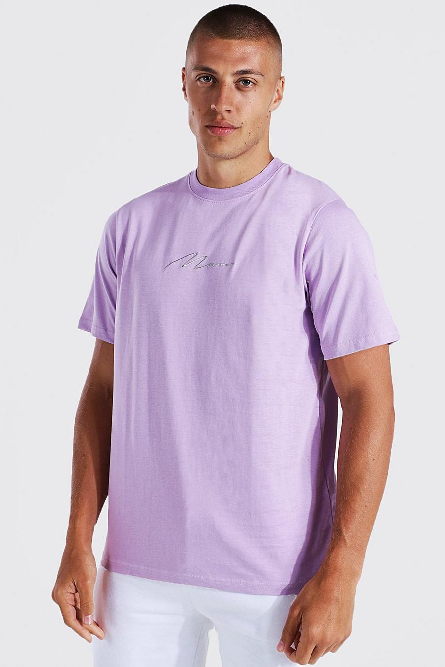 Camiseta MAN Signature con cuello de caja, Lilac image number 1