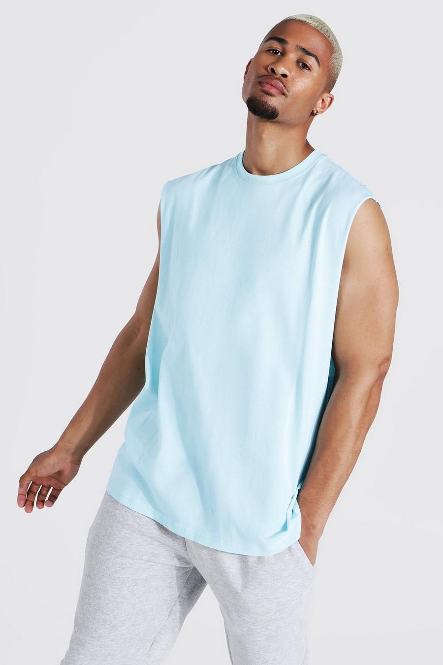 Camiseta de tirantes ancha con sisa caída, Azul claro image number 1