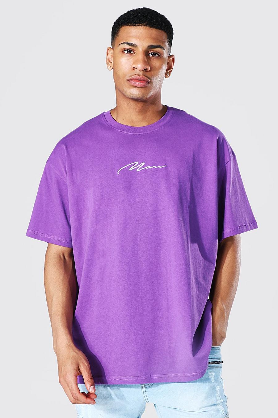 Purple Man Signature Oversized Crew Neck T-shirt image number 1