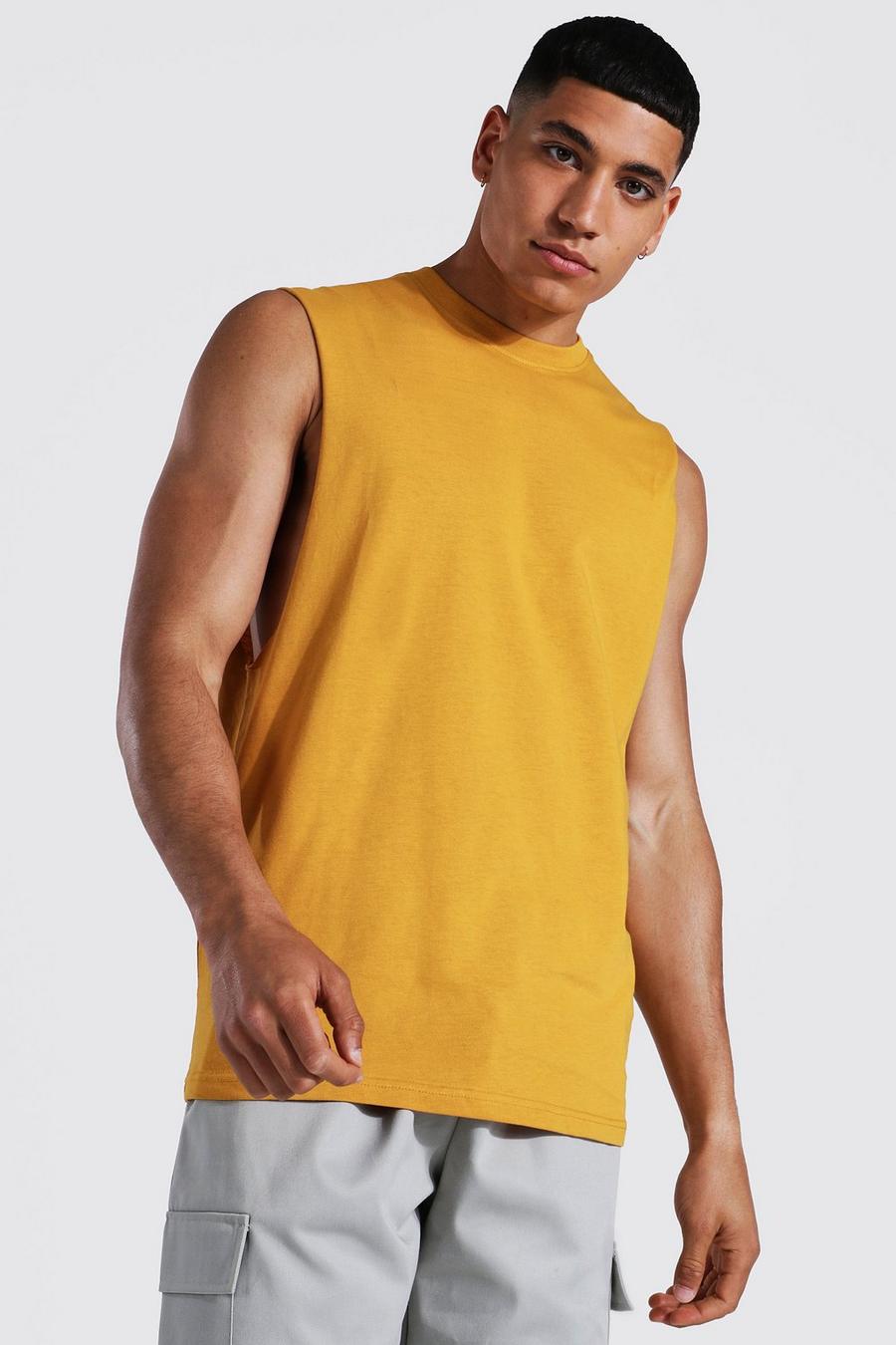 Camiseta sin mangas con sisa ancha, Mustard image number 1