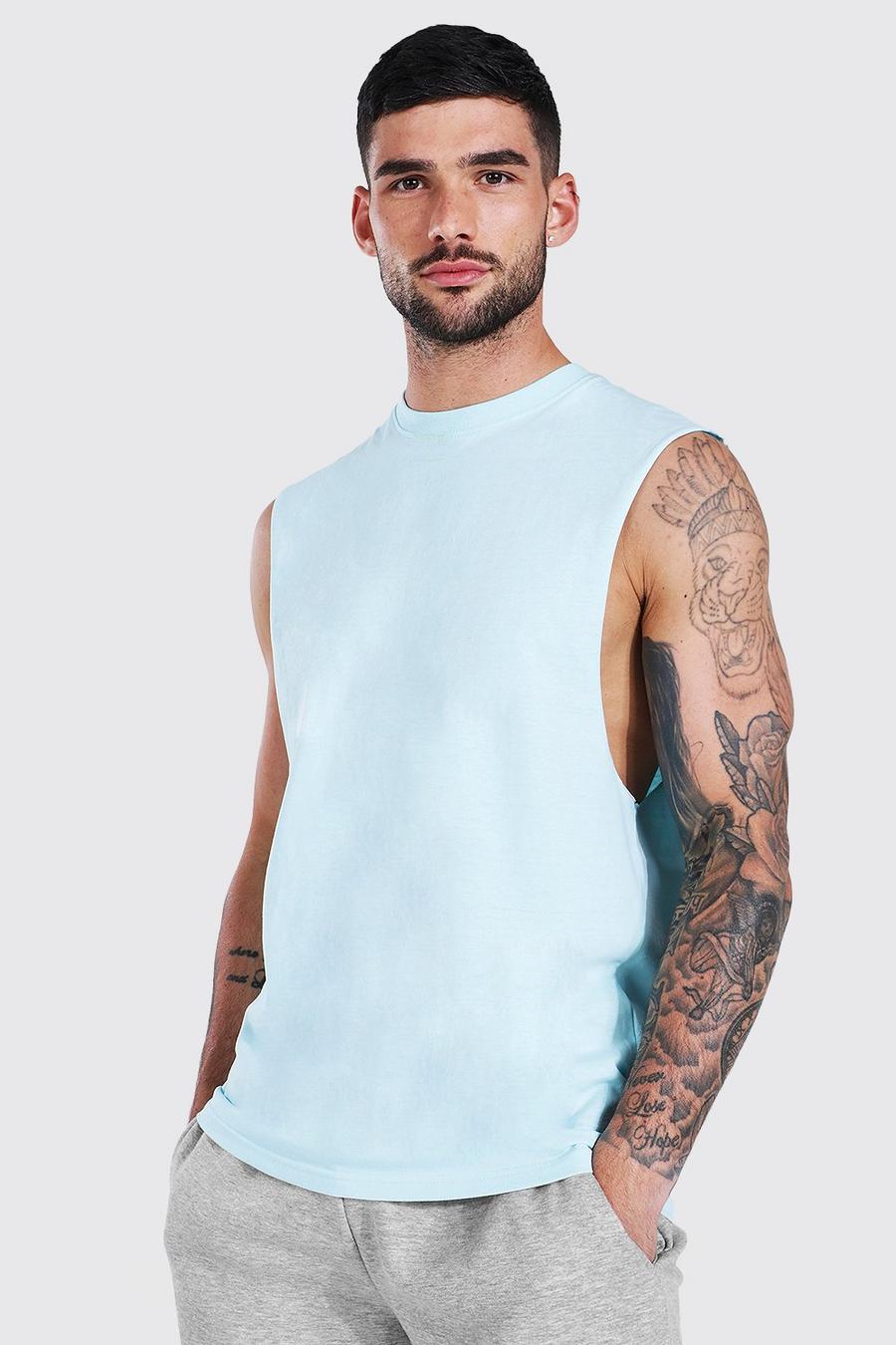 Camiseta sin mangas con sisa ancha, Light blue image number 1