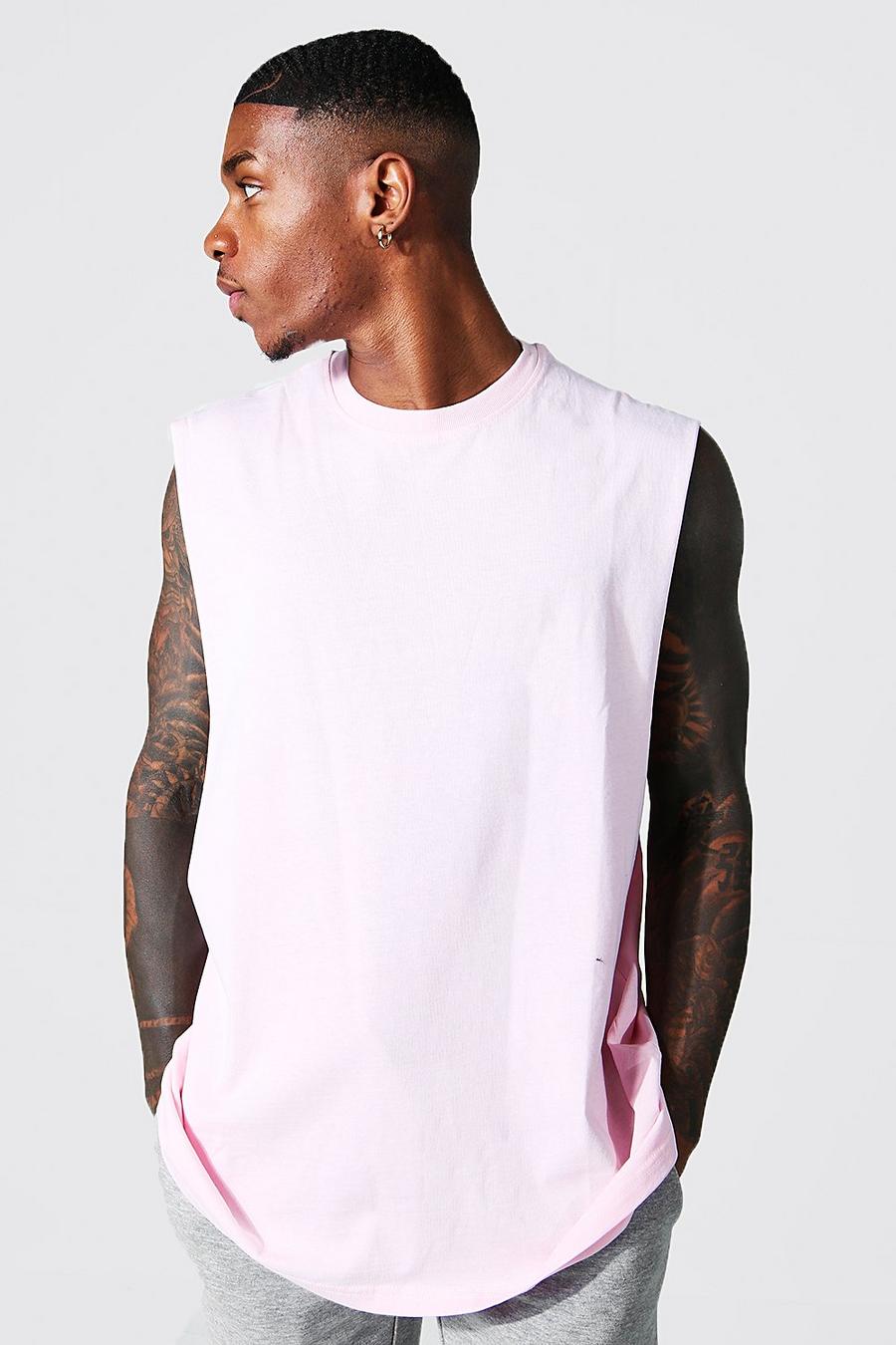 Camiseta oversize sin mangas con sisa ancha, Light pink image number 1
