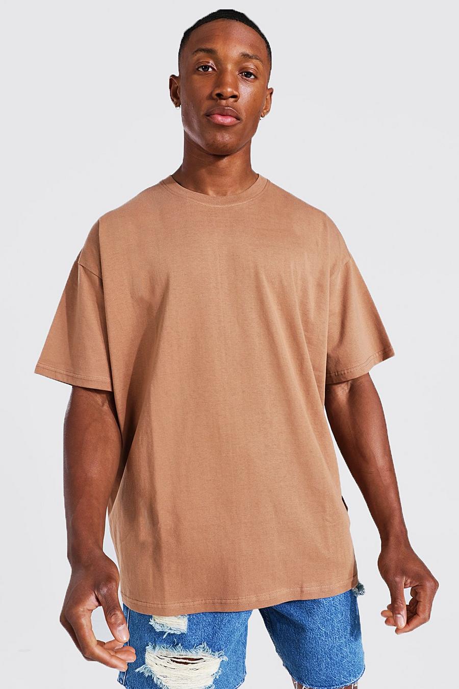 Brown Oversized Crew Neck T-shirt image number 1