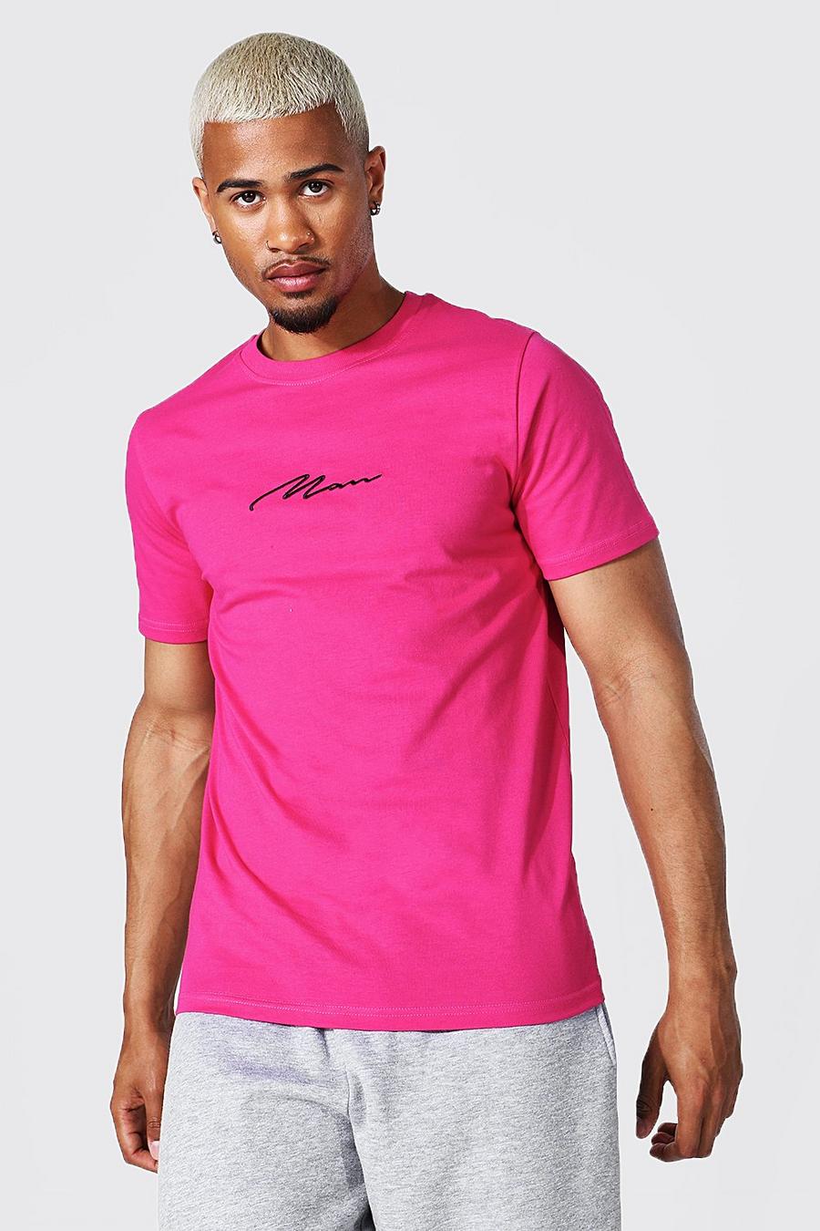 Pink Man Signature T-shirt med brodyr image number 1