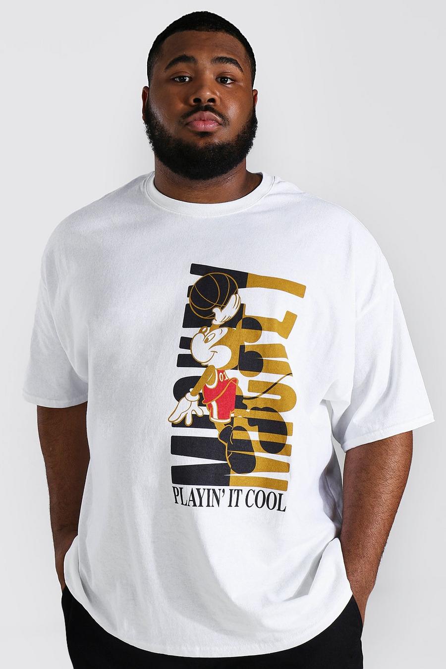 White Plus Size Gelicenseerd Mickey Basketbal T-Shirt image number 1