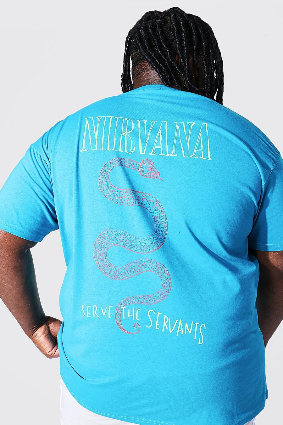 Blue Plus Size Gelicenseerd Nirvana T-Shirt Met Rugopdruk image number 1