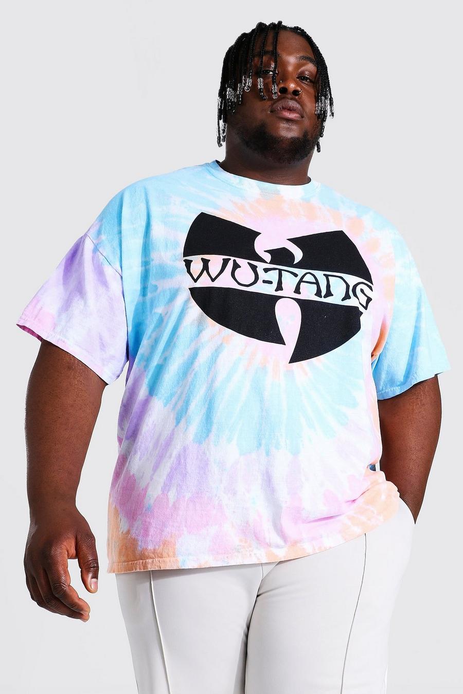 T-shirt Plus Size effetto tie-dye con stampa ufficiale di Wu-tang, Multi image number 1