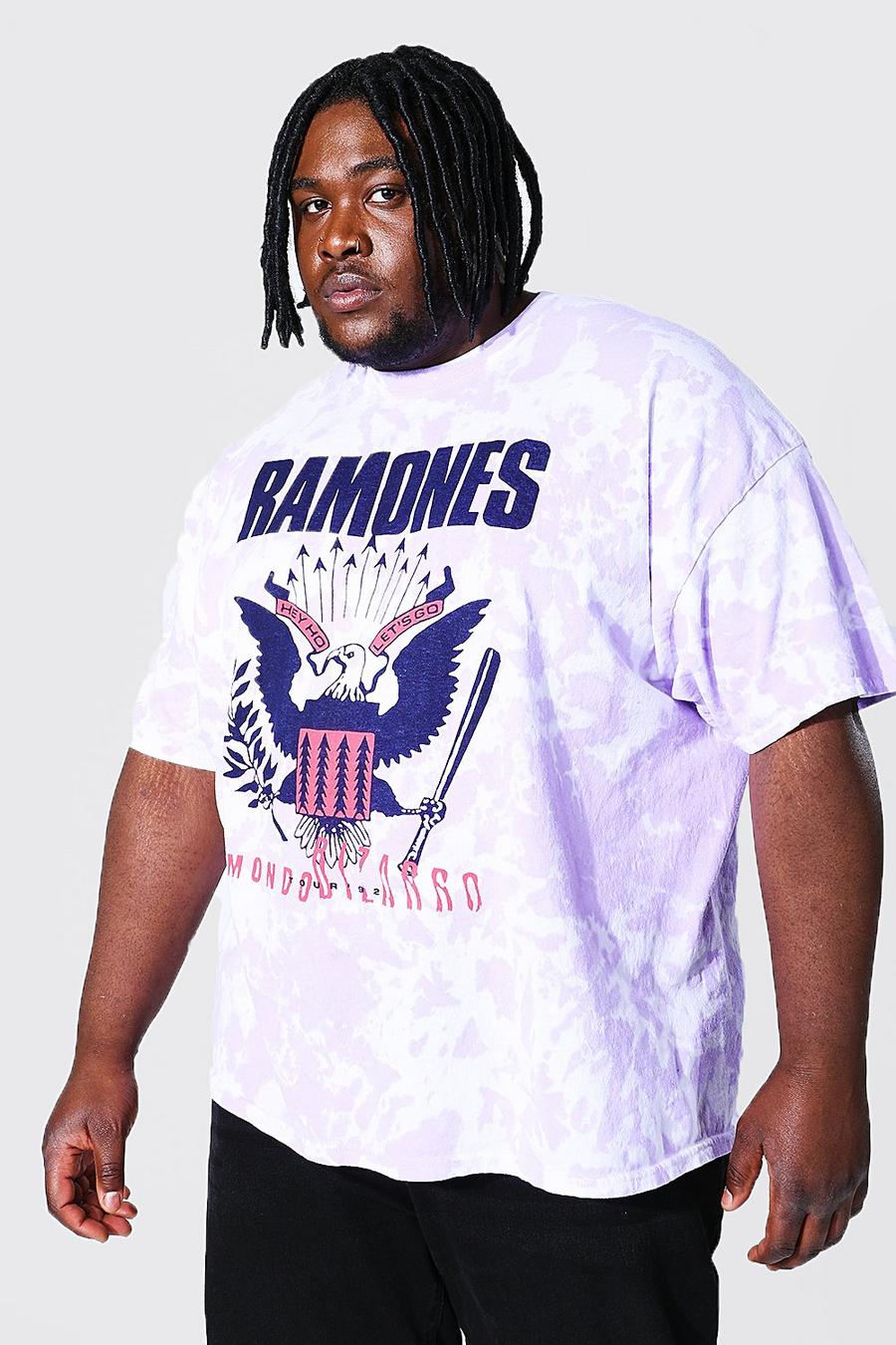 Pink Plus Size Gelicenseerd Tie Dye Ramones T-Shirt image number 1