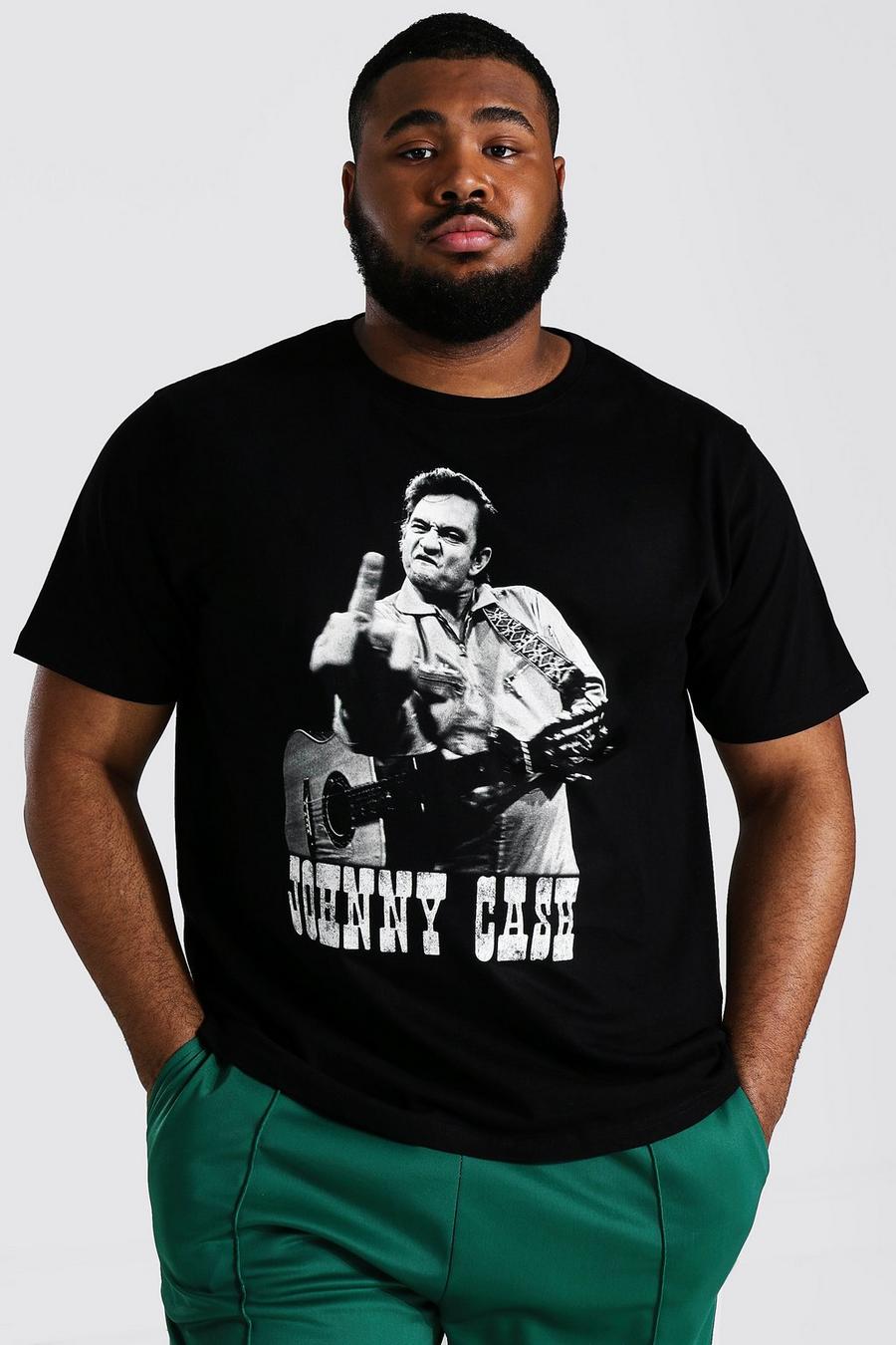 Plus Size T-Shirt mit lizenziertem „Jonny Cash“-Print, Schwarz image number 1