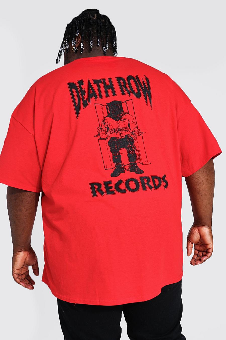 אדום טישרט ממותג עם הדפס Death Row מלפנים ומאחור, מידות גדולות image number 1