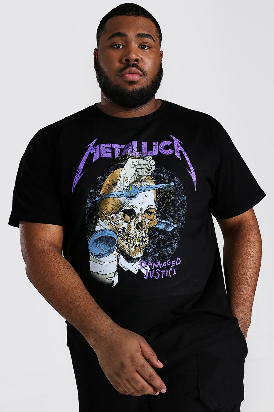 Black svart Plus Size Metallica Skull License T-shirt