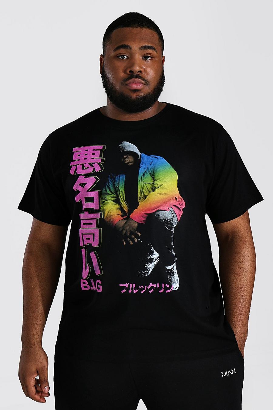Plus Size T-Shirt mit lizenziertem Biggie-Print mit Farbverlauf, Schwarz image number 1