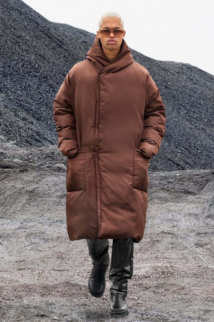 Chocolate Cocoon Padded Longline Parka image number 1