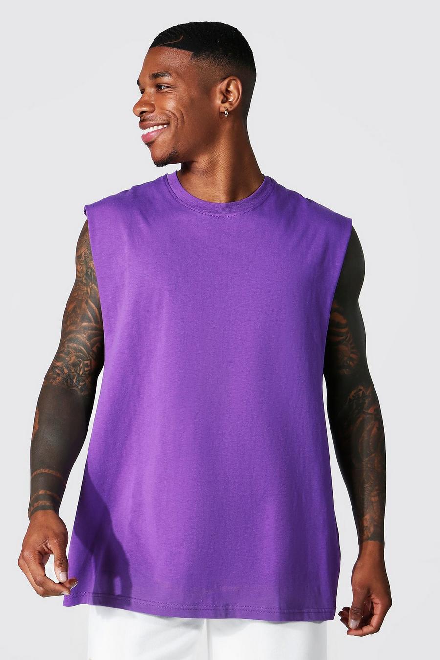 Purple Oversize linne med stora ärmhål image number 1