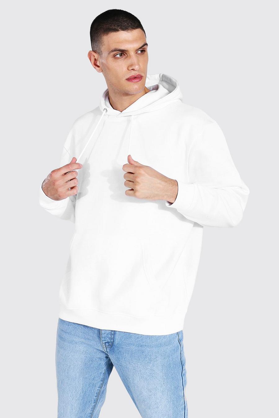 White Oversized Basic Over The Head Hoodie image number 1