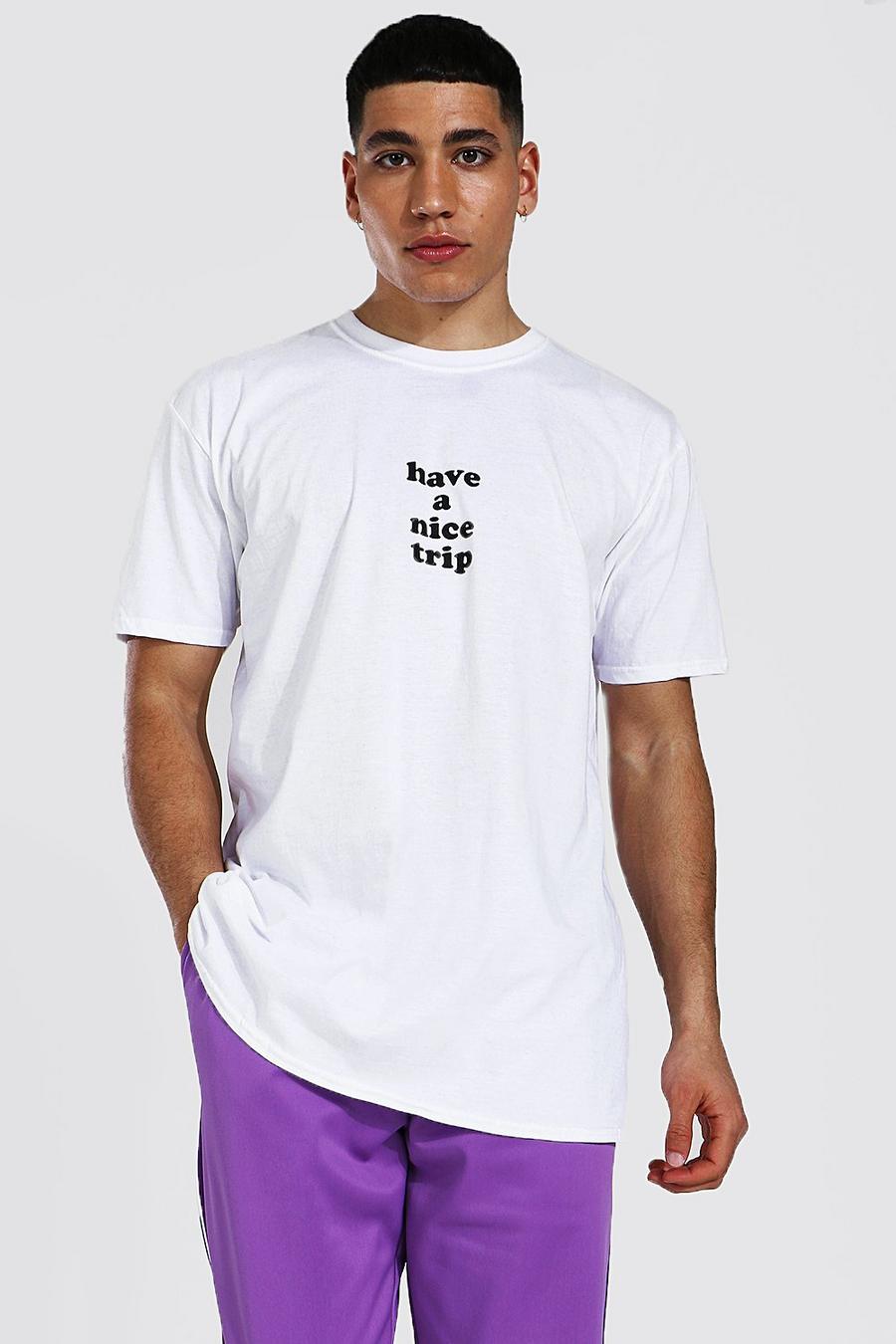 White Oversized Have A Nice Trip T-Shirt image number 1