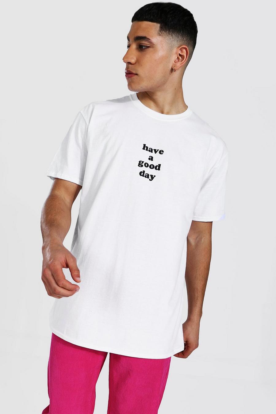 T-Shirt in Übergröße mit „Have A Good Day“-Grafik, Weiß image number 1