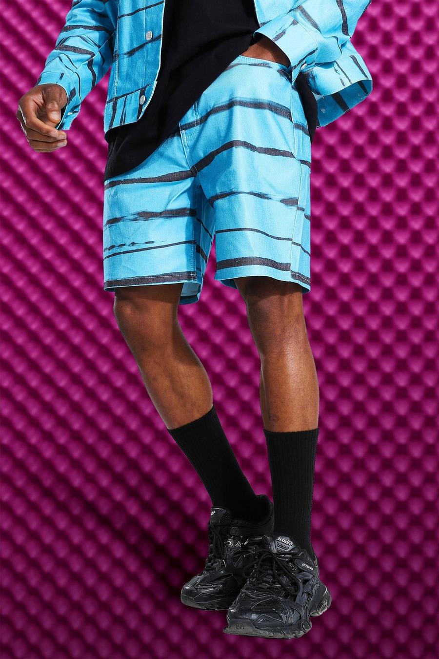 Lockere Shorts mit Zebra-Print, Bright blue image number 1