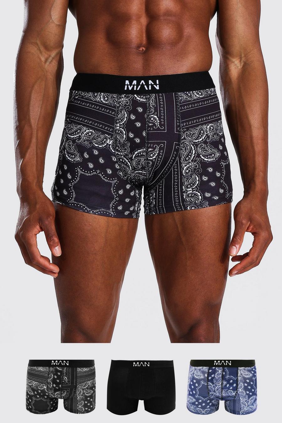 Multi 3 Pack Man Dash Patchwork Classic Trunks image number 1
