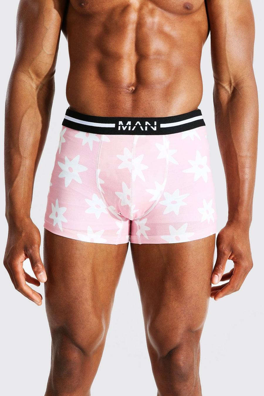 Boxer imprimé feuille avec boîte cadeau - MAN, Pink image number 1
