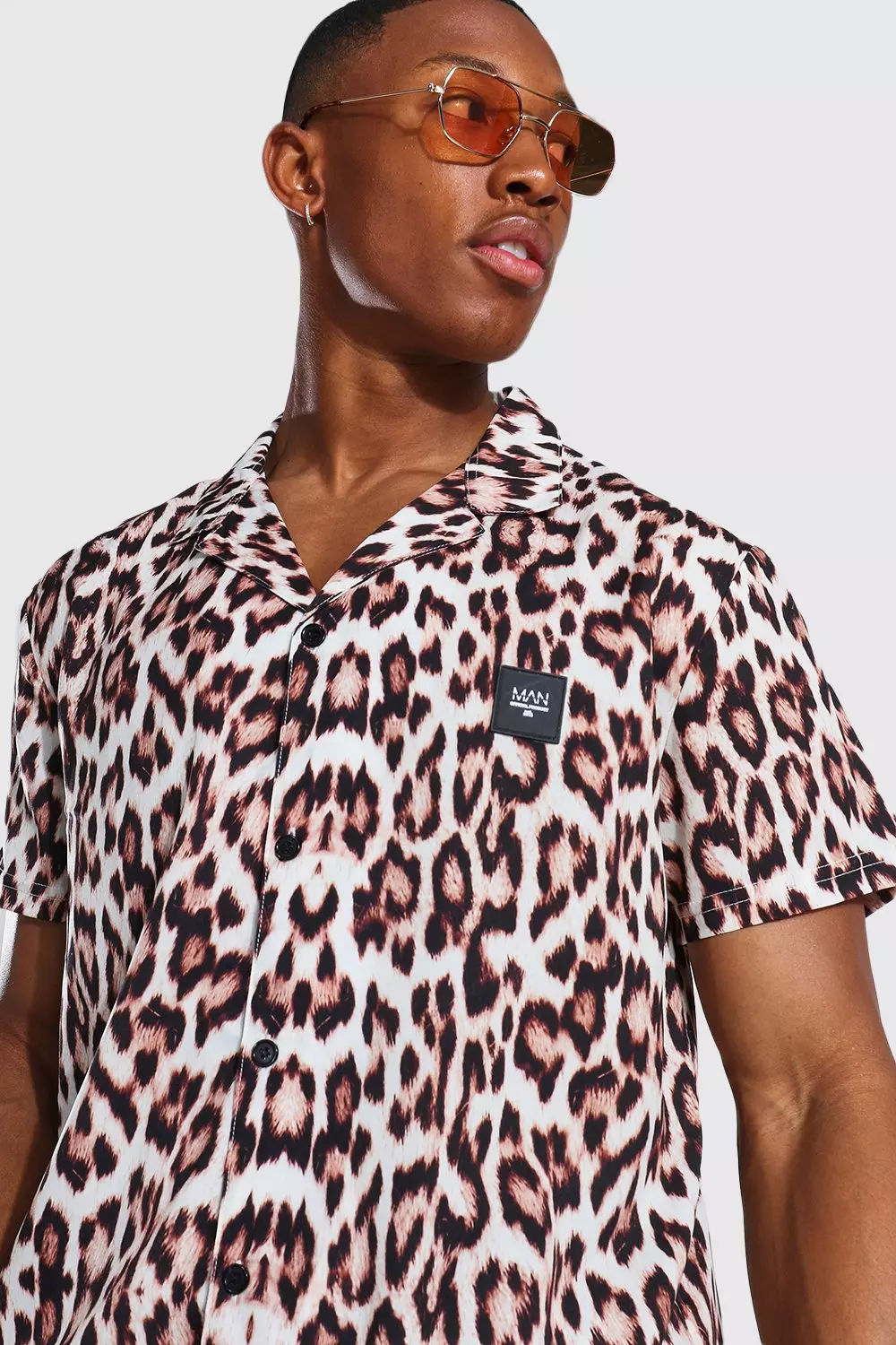 mens pink leopard print shirt