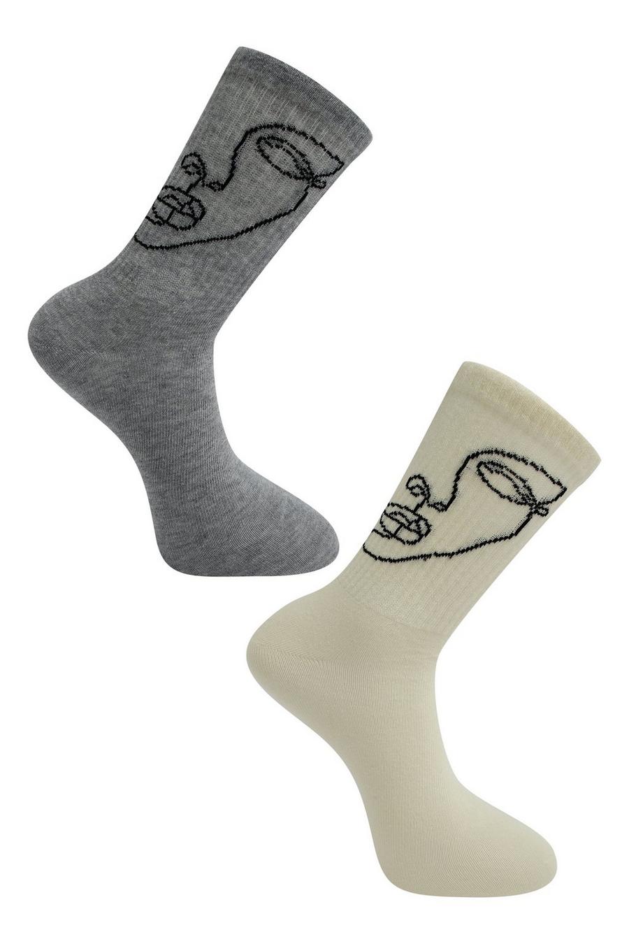 Pack de 2 calcetines con media cara dibujada, Multi image number 1
