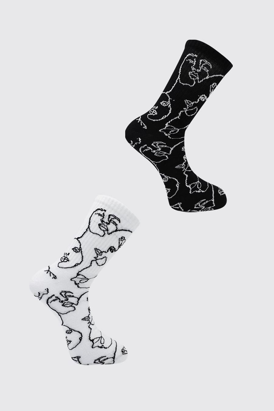 Pack de 2 calcetines con líneas dibujadas, Multi image number 1
