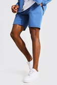 Blue Smart Elasticated Waistband Mid Length Shorts